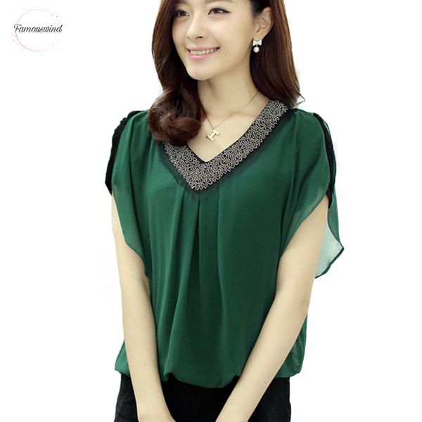 

beading women blouses chiffon shirts new elegant short sleeve fake pieces v neck chiffon summer blouse casual ladies shirt, White
