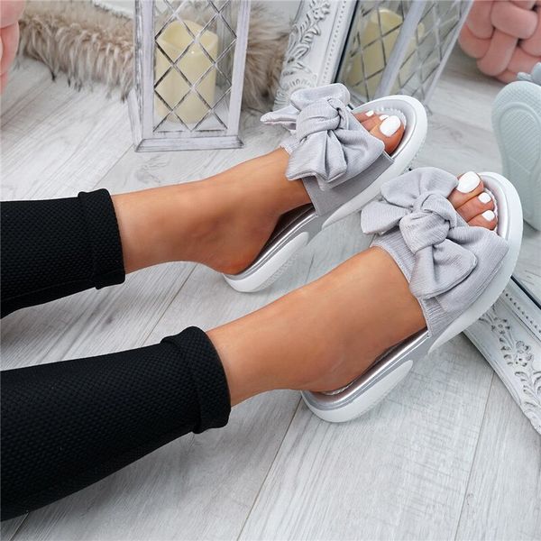 

shujin bow flats sandals women ladies 2019 torridity new fashion slip on peep toe casual shoes female sandals size 35-43, Black