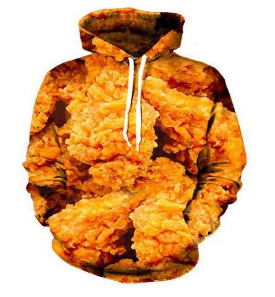 

new fashion cool sweatshirt hoodies 3d print mens womens casual fried chicken style streetwear clothes xlm0106, Black