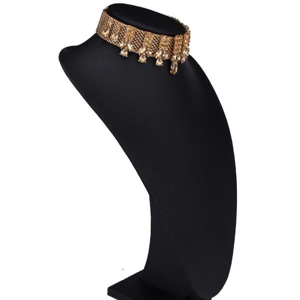 All'ingrosso-designer di lusso scintillante di cristallo gotico vintage esagerato nappa pendente collare choker collana per donna