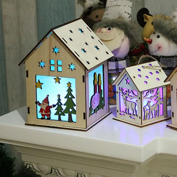 

festival led light wood house christmas tree decorations for home hanging ornaments holiday nice xmas gift wedding navidad 2019