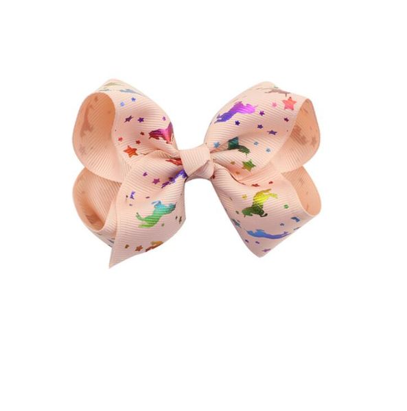 

20color infant bows handmade unicorn printed hair clips for kids girls siwa colorful bowknot hairprin children hair accessories, Slivery;white