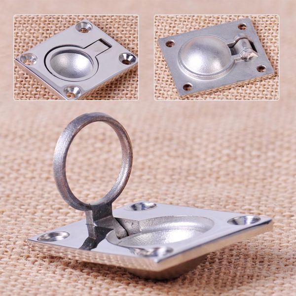 

dwcx 1pc stainless steel silver ring handle flush hatch locker cabinet pull lift fit for boat marine 4.7 x 3.8 cm