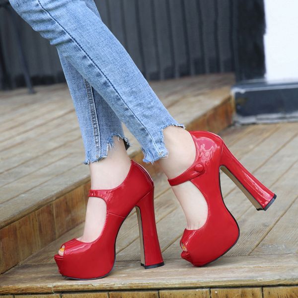 

maiernisi pumps female shoes fish mouth platform women pump solid high heels 14cm shoes pumps shallow single ladies shoes, Black