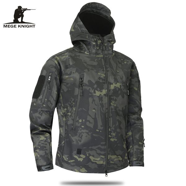 

mege brand одежда осень мужская военная камуфляжная флисовая куртка армия тактическая одежда многокамерный мужской камуфляж ветровки 2018, Black;brown