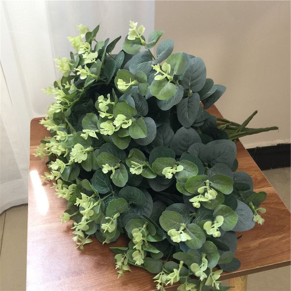 

decorative flowers & wreaths artificial plastic plants leaves tree green eucalyptus branch for garden wedding decoration faux fake foliage c