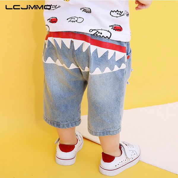 

lcjmmo 1-5y baby boy jeans elastic waist baby kids straight mid short jeans casual summer spring boys denim pants children pants, Blue