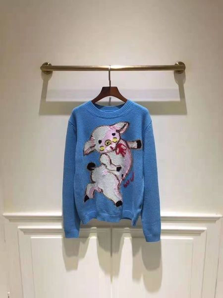 

2019 последние свинья вышивка зима свободного покроя свитер марки одежды с длинным рукавом женские свитера классическая рубашка пуловер о-образным вырезом трикотаж