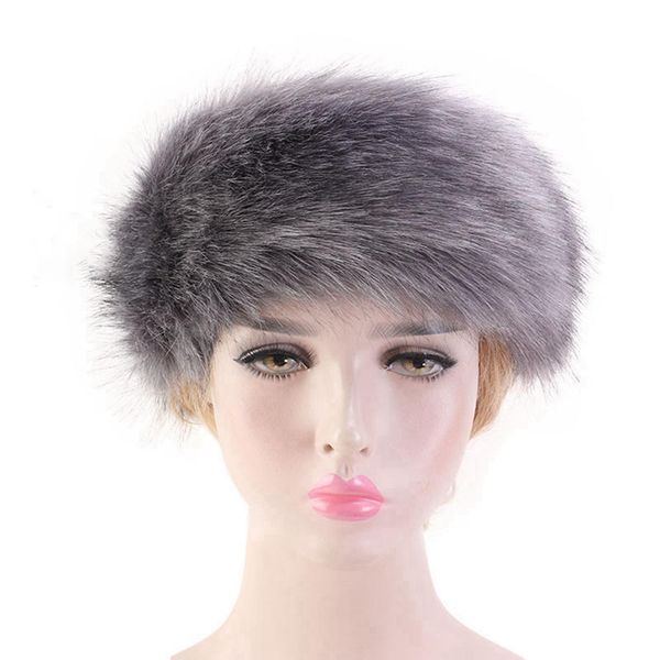 

women winter headband women luxurious faux fur fashion head wrap plush earmuffs cover warm hair accessories jj20114, Silver