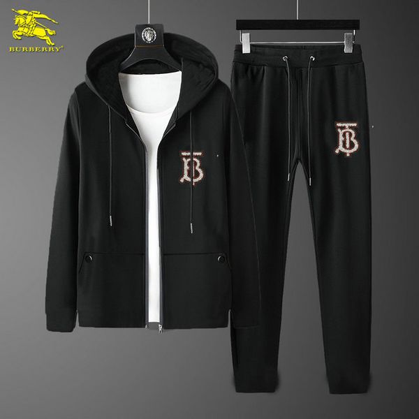 

burberri british brand set mens designer jacket luxury casual hoodie boutique cotton sports pants fashion zip hoodie sports set, Gray