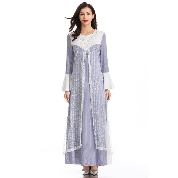 

завод прямой европейский и американский круглый вырез колокол рукав кружева шить полосатый бисером национальный поддельные двухсекционное пл, White;black