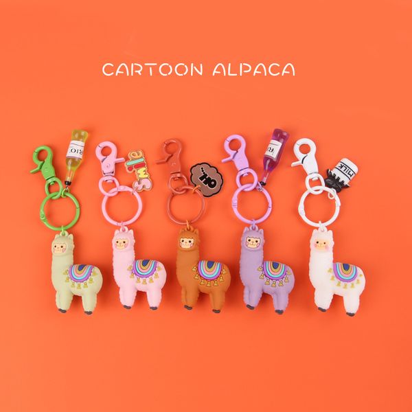 

2019 new mix cute key chain small sheep resin lama alpaca charms women creative accessories keychain pendant diy, Silver