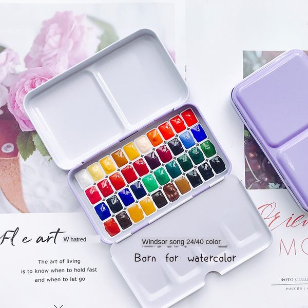 

windsor newton watercolor paint 40 colors acuarela suluboya sub-box acuarelas profesionales vannfarge akwarela with water brush