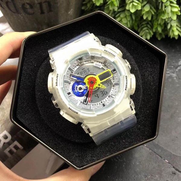 

Ga110 frg 7ajr men women port watche hock re i t watch tran parent re in brand de igner watch waterproof with box gift, Slivery;brown