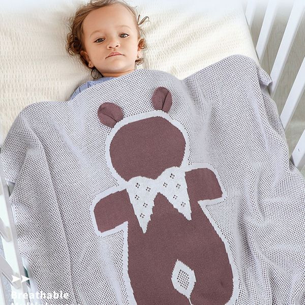 

новый 2020 infant baby boy девушка мультфильм маленький медведь knit одеяло осень зима новорожденные детские одеяло мальчики девочки держите, Blue