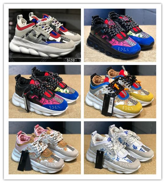 

versace chain reaction luxury designer shoes men women sneakers snow leopard black white mesh rubber leather fashion women casual shoes