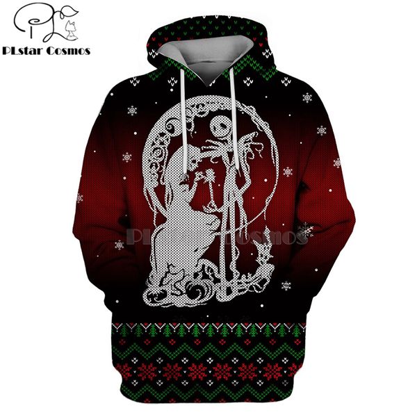 

plstar cosmos jack skellington jack sally 3d hoodies/shirt/sweatshirt winter nightmare before christmas halloween streetwear-18, Black