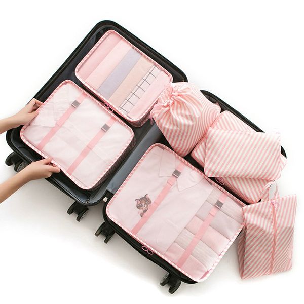 

7-piece set travel clothes organizer storage bags suitcase packing storage cases portable luggage travel bag clothes tidy pouch