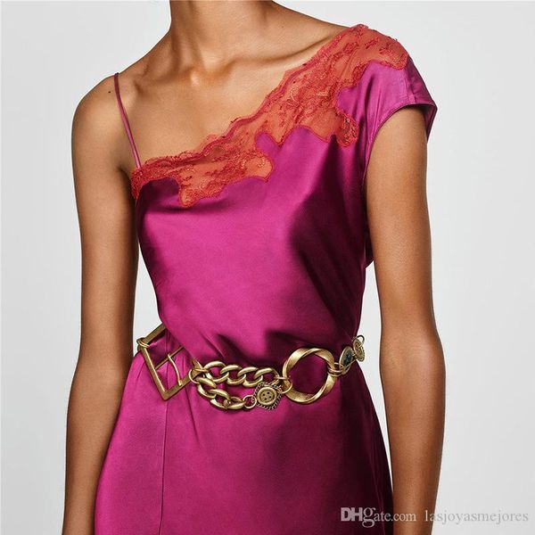 

new winter trendy fashion luxury designer vintage metal alloy big geometric square circle hip hop casual leather belt for woman female