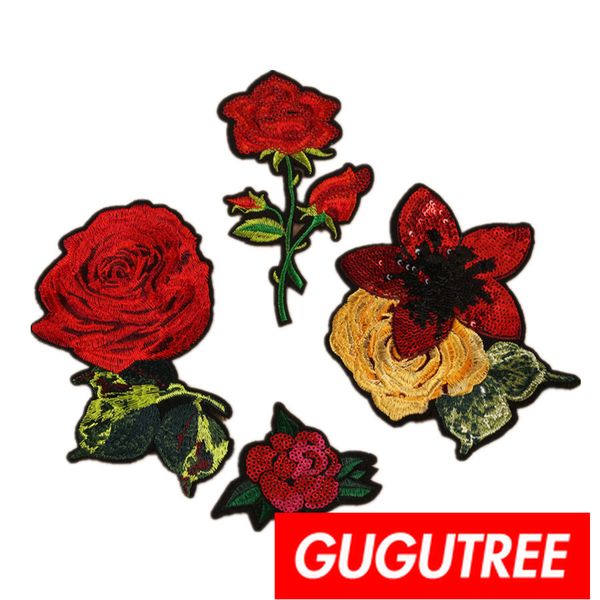 

gugutree sequins embroidery big patches flower patches badges applique patches for clothing bp-640, Black