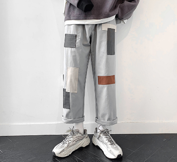 

korean patchwork man harem pants 2020 men harajuku elegant black pant joggers male hip hop casual cargo pants