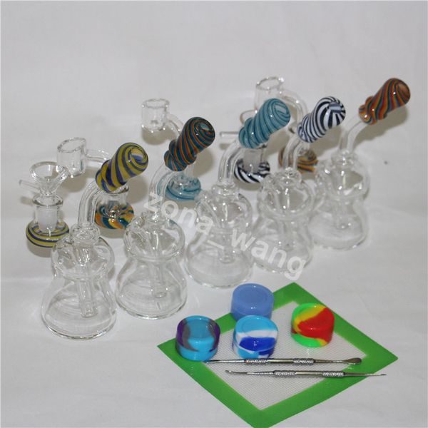 narghilè colore Dab Oil Rigs bong 6,3 pollici con 14,5 mm maschio riciclatore Bong in vetro Perc Quartz Banger Glass Water Pipes