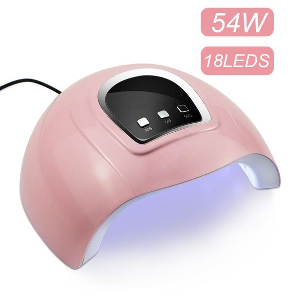 

54w nail lamp infrared intelligent induction 18pcs led/uv double light source lamp beads intelligent display time