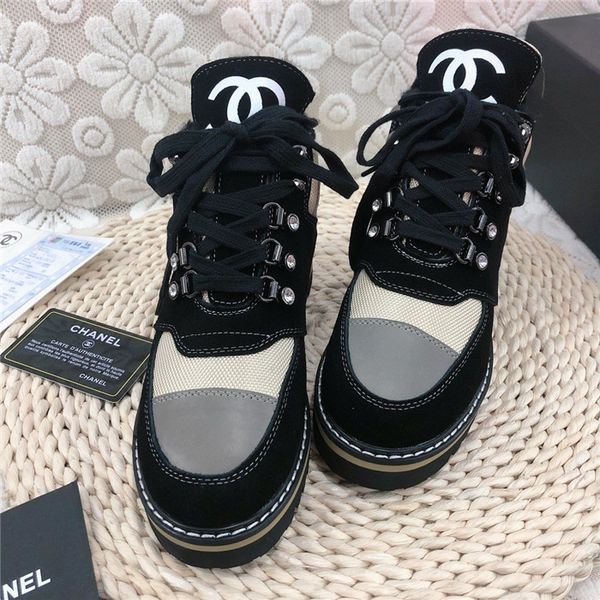 

fast delivery platform couple martin short boots fashion wild plus velvet thick men and women luxury boots size 39-45 02, Black