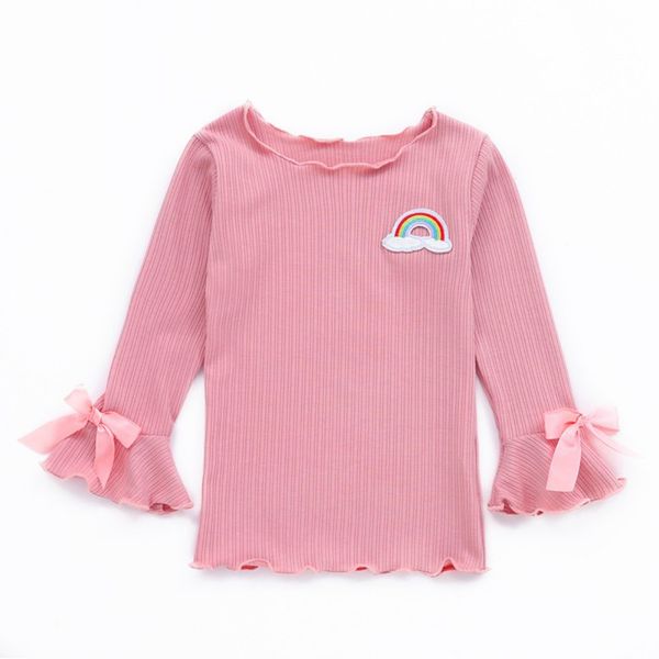 

smartbabyme autumn baby girl t-shirts flare sleeve cartoon printed t-shirts kids tees casual blouse, Blue