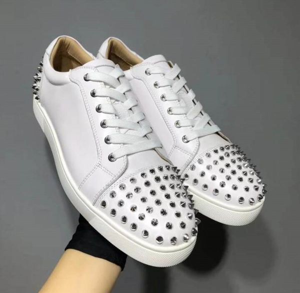 

2019 sell name red bottom sneaker shoe man casual woman fashion rivets low men dress party sneakers with box size:35-47, Black