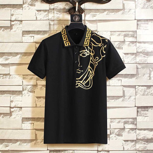 

the new fashion brand designers polos men casual t shirt embroidered medusa cotton polo shirt high street collar luxury polos shirts, White;black