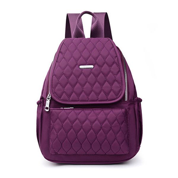 

fashion rhombic plaid backpack women 2020 new embroidery thread nylon travel backpack handle college student school bags