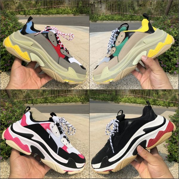 

paris platform shoes triple s men women fashion luxury designer shoes leather stitching casual plate-forme sneakers mens womens shoes 36-45, Black