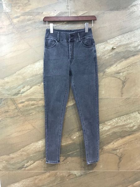 

the new autumn and winter 2019 women's simple slim waist jeans street 924, Blue