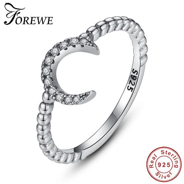 

authentic 925 sterling silver finger rings crystal cz moon beaded ring for women original fashion jewelry christmas gift, Slivery;golden