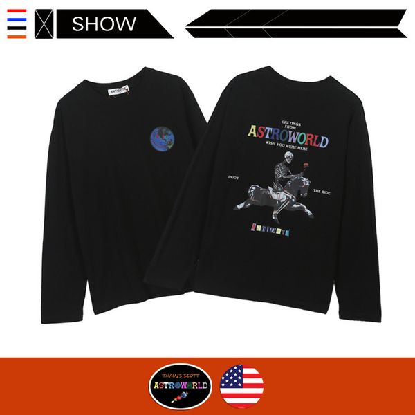

beautiful travis scott enjoy the ride rap singer hip-hop street printing long sleeve t shirt, White;black