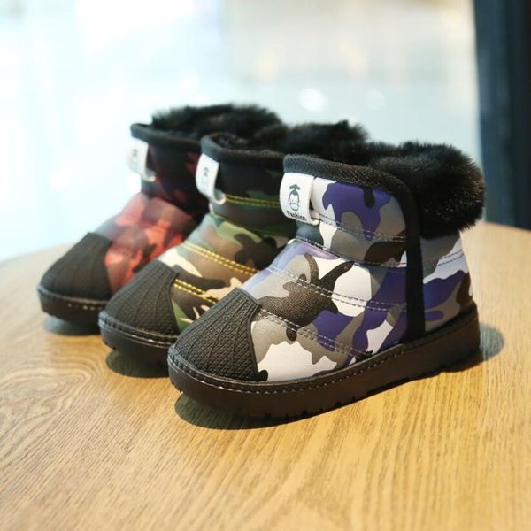 

winter baby girls boys snow boots warm outdoor children plush boots waterproof non-slip kids warm infant cotton shoes, Black;grey