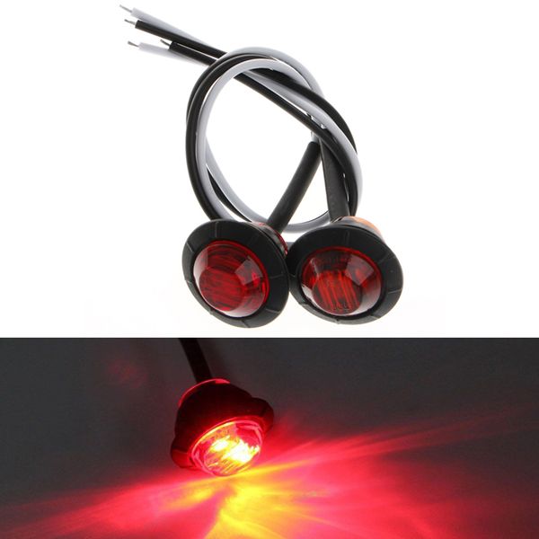 

new 1 pair mini dc 12v 3/4" round side 3 led marker trailer light waterproof side marker lights bulb lamp
