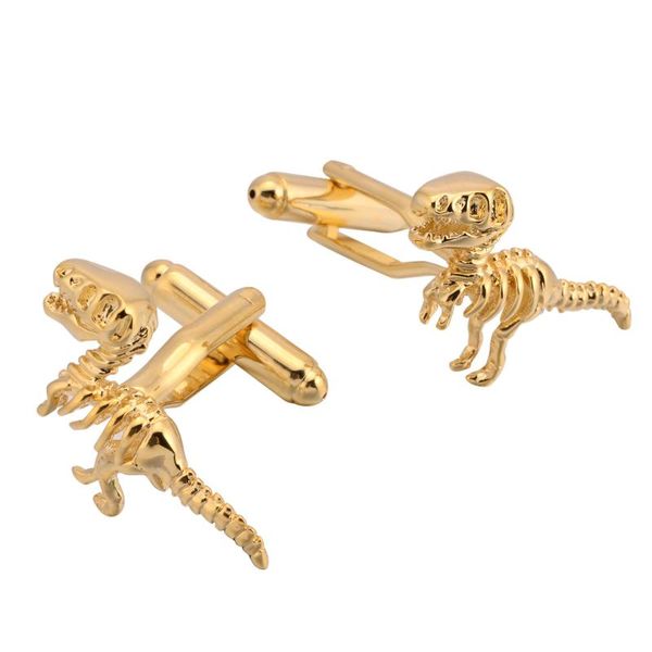 

metal copper dinosaur cufflinks men's suit shirt buttons personality jurassic tyrannosaurus style french cuff links gifts, Silver;golden