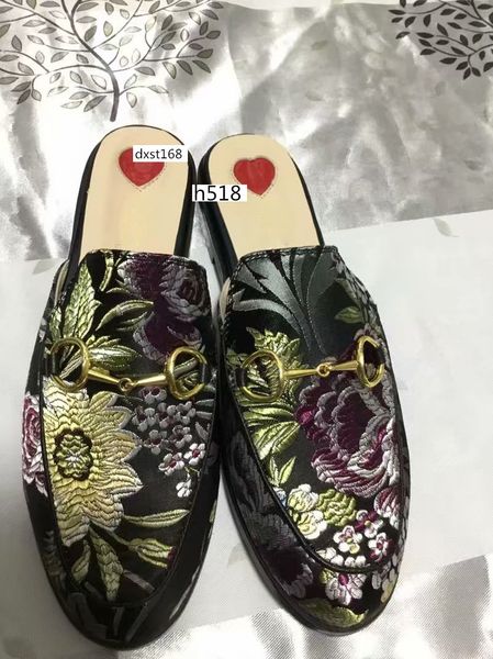 

original box luxury mules princetown designer classic slippery metal buckle beach slippers soft lazy slippers lovers slippers size 40, Black