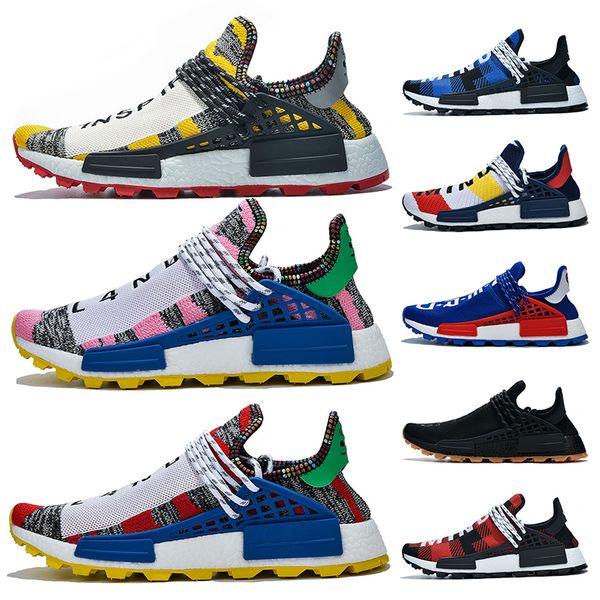 

2019 pharrell williams human race shoes for men women trail infinite species bbc blue red green plaid solar pack designer trainers sneakers, White;red