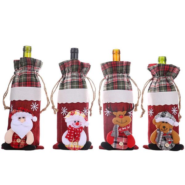 

christmas wine bottle cover champagne red wine clothes storage bag for christmas dinner party decoration