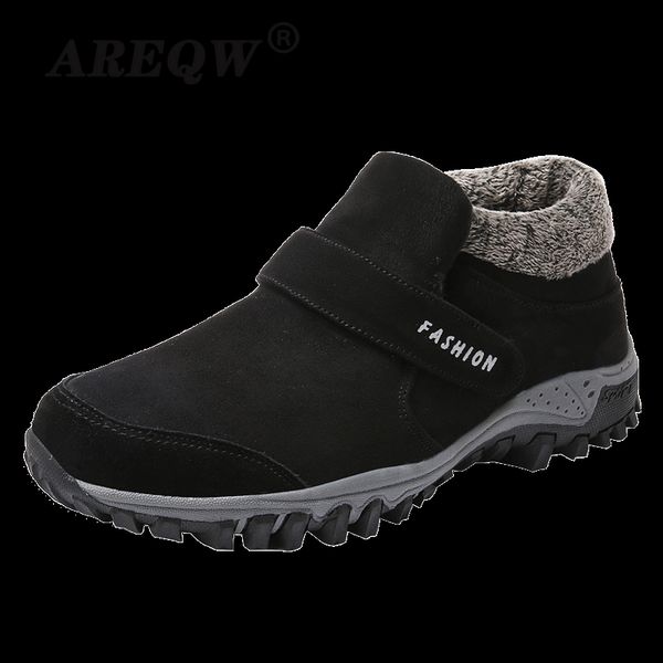 

boots 2021 men winter sneakers fur warm snow work shoes footwear fashion plush ankle, Black