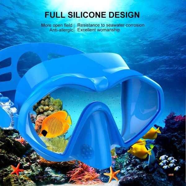

professional diving mask with anti-fog large frame silicone goggles diving swimming easy breath tube set swimming pool