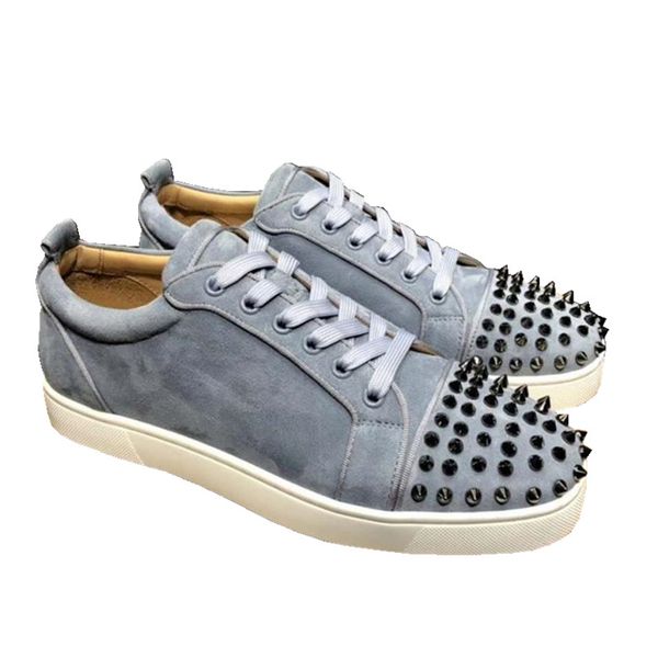 

luxurious designer shoes men women red soles spikes sneakers suede leather orlato graffiti flats red bottoms casual shoes with box, Black