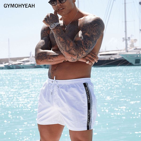 

gymohyeah beach shorts men casual shorts compress quick-drying fashion bodybuildin joggers men masculina modis streetwear, White;black