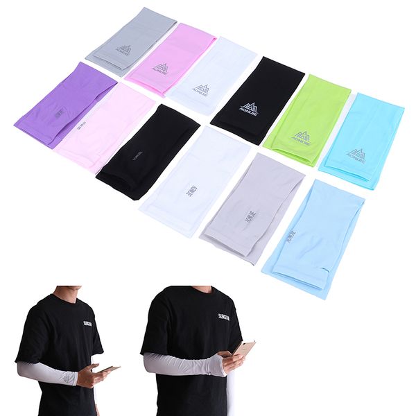 

one pair uv sun protection cooling arm sleeve cover arm cooler warmer for gloves running golf cycling driving, Black