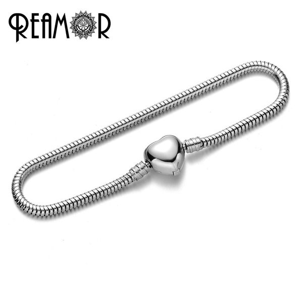 

ruimo 316l stainless steel heart bracelet women silver snake chain fit diy pan bracelet, Golden;silver