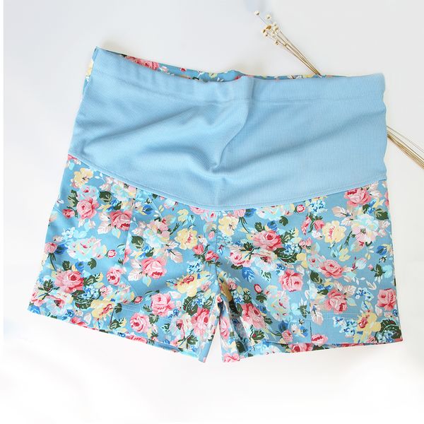 

2019 summer flower shorts for maternity ultra thin pants for pregnant women chic short trousers of pregnancy, Black
