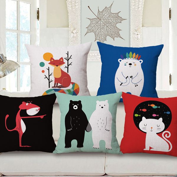 

linen cotton cartoon fresh pillow animal puppy gift lovely kitten literature cushion